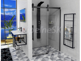 Gelco VOLCANO BLACK sprchové dvere do niky 150x218 cm Číre/Čierna Posuvné dv.