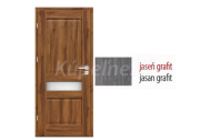 ERKADO SET Rámové dvere Nemézia 5 presklené, Premium, Jaseň Grafit + zárubeň