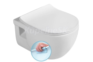 Sapho BRILLA závesná WC misa, Rimless, 36,5x53 cm, biela+WC sedátko Slim SoftClose,Biela