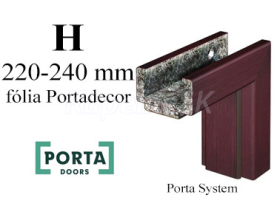 Porta SYSTEM obložková nastaviteľná zárubňa, fólia Portadecor, hrúbka steny H 220-240 mm
